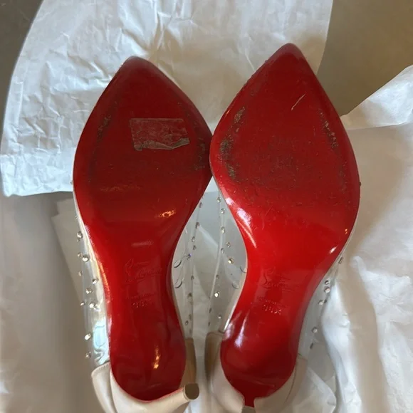Christian Louboutin degrastrass nude pvc crystal Preowned 100mm stiletto 38.5 - Picture 12 of 14